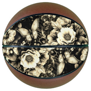 Golden Antique Floral with Butterflies Basketball