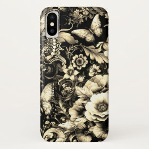 Golden Antique Floral with Butterflies iPhone X Case