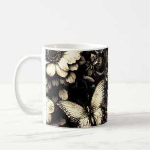  Golden Antique Floral with Butterflies  Coffee Mug