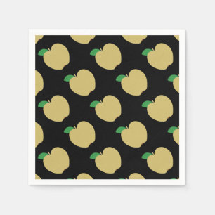 Golden Apple on Black Napkin