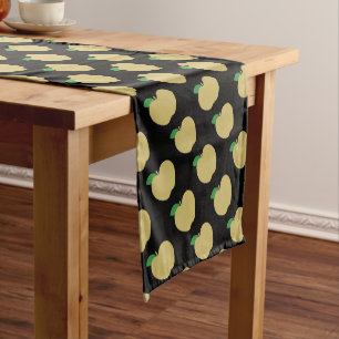 Golden Apple on Black Short Table Runner
