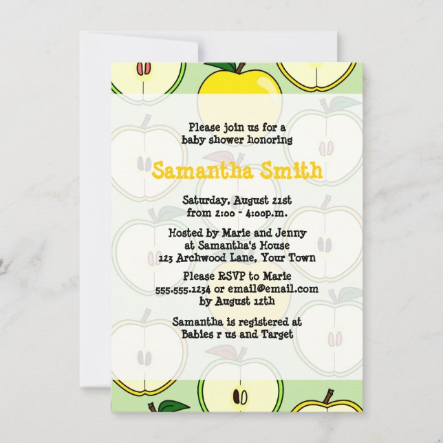 Golden Apple Themed Baby Shower Invitation (Front)