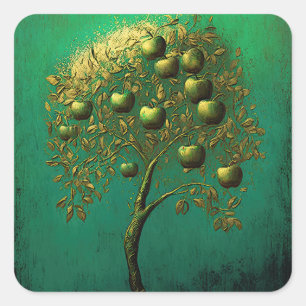 Golden Apple Tree Square Sticker