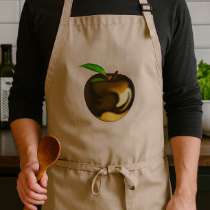 Golden Apple with Leaf Shiny Metallic Standard Apron