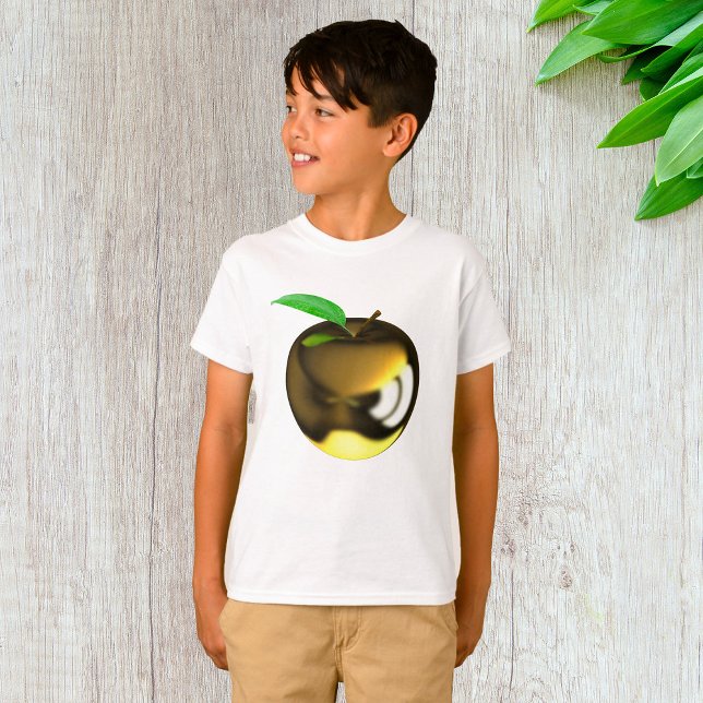 Golden Apple with Leaf Shiny Metallic T-Shirt (Creator Uploaded)