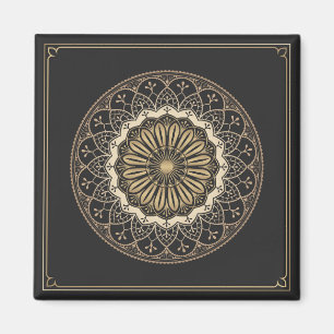 Golden arabesque mandala pattern magnet