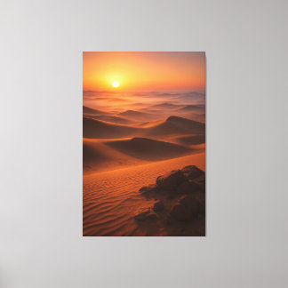 Golden Arabian Desert Dawn – Cinematic Landscape Canvas Print