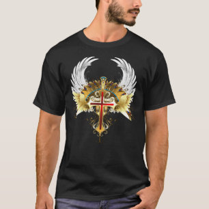 Golden Arch Angel Christian Cross T-Shirt