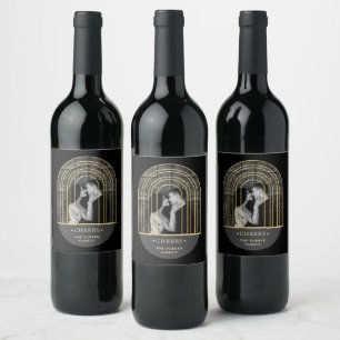 Golden Arch   Black and Grey Photo Cheers Wine Label