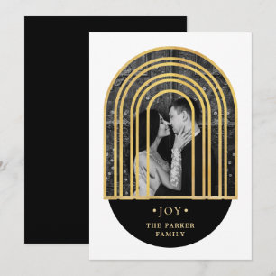 Golden Arch   Black and White Christmas Photo Holiday Card