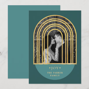 Golden Arch Deep Green Christmas Photo Holiday Card