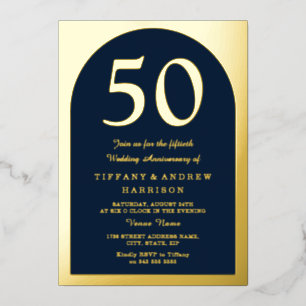 Golden Arch Navy 50th Wedding Anniversary Gold