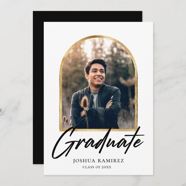 Golden Arch Photo Frame Graduation Announcement  (Front/Back)