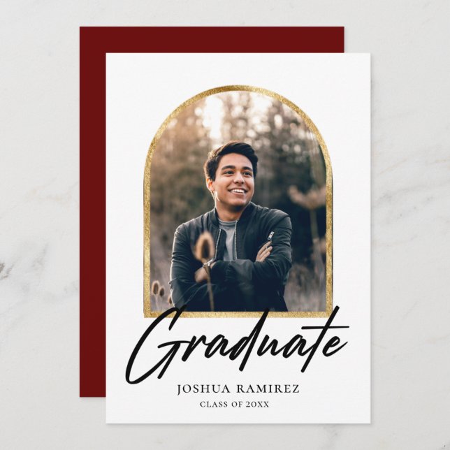 Golden Arch Photo Frame Graduation Announcement  (Front/Back)