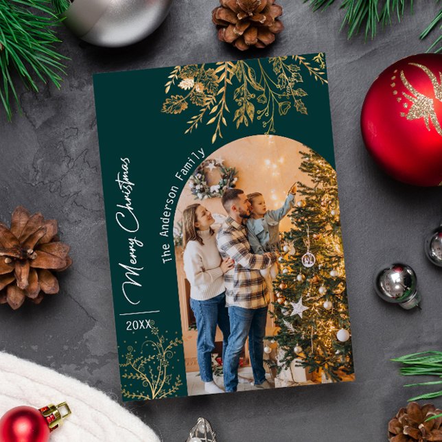 Golden Arch Photo Holiday Minimalist Christmas  Invitation (Creator Uploaded)