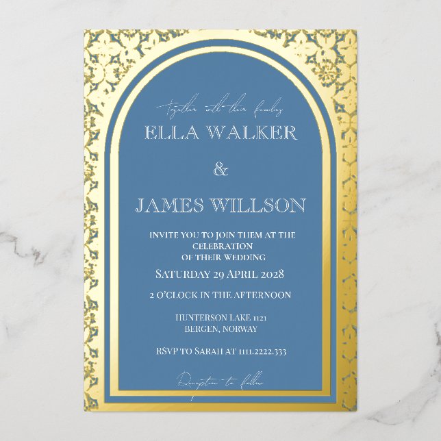 Golden Arch Regal White & Dusty Blue (Solid) (Front)