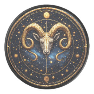 ♈ Golden Aries Shield Hockey Puck Zodiac Gift ✨