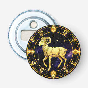 Golden Aries Zodiac Circle With Ram Bottle Opener