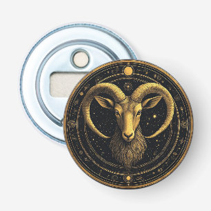 Golden Aries Zodiac Shield Bottle Opener