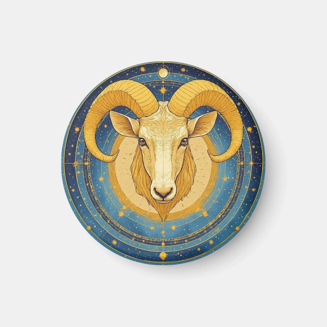 Golden Aries Zodiac Shield Magnet (Front)