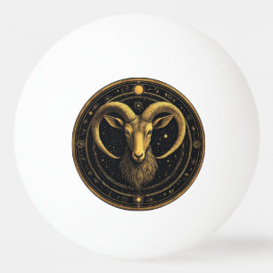 Golden Aries Zodiac Shield Ping Pong Ball