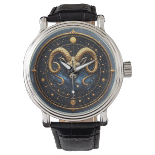 Golden Aries Zodiac Shield Watch
