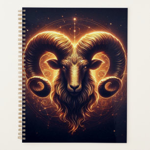 Golden Aries Zodiac Symbol Planner