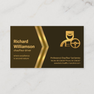 Golden Arrows Brown Shades Chauffeur Taxi Business Card