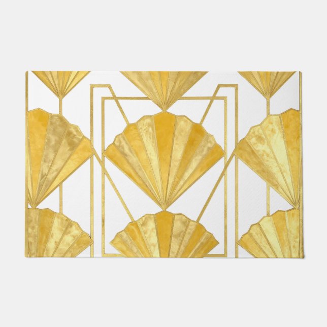 Golden Art Deco Fan Pattern Doormat (Front)