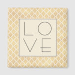 Golden Art Deco LOVE  Magnet<br><div class="desc">Large letters spell out the LOVE in an elegant,  understated design with golden art deco diamond pattern. The center badge has textured ivory background with a thin gray border.</div>