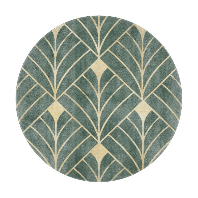 Golden Art Deco: Luxurious Seamless Style Cutting Board (Front)