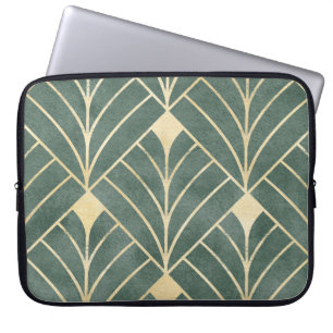 Golden Art Deco: Luxurious Seamless Style Laptop Sleeve