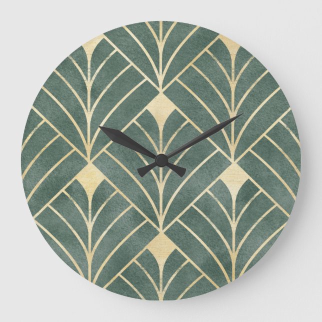 Golden Art Deco: Luxurious Seamless Style Large Clock (Front)