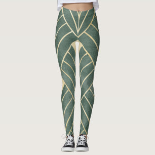 Golden Art Deco: Luxurious Seamless Style Leggings