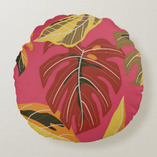 Golden Art Deco Nature Wallpaper Round Cushion