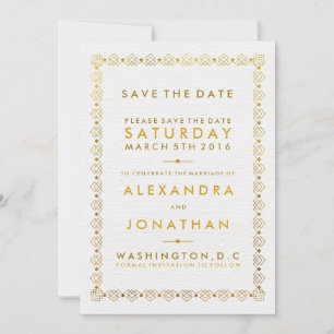 Golden Art Deco Save the date cards