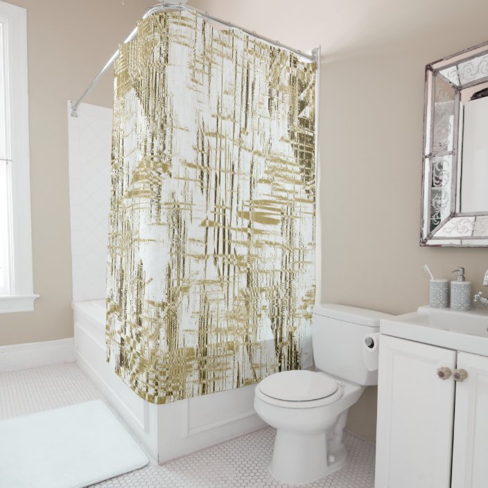 Golden Art Deco Shower Curtain Zazzle.co.uk