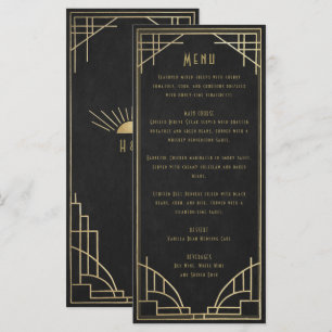 golden art deco wedding menu