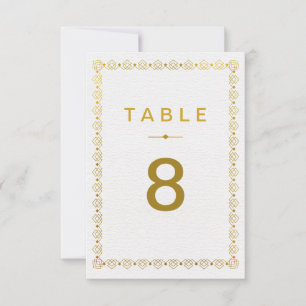 Golden Art Deco Wedding Table Numbe rcard Invitation
