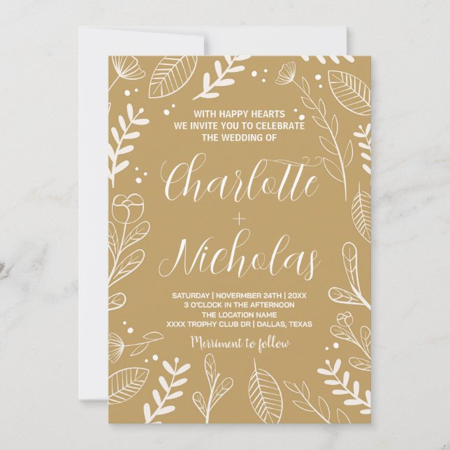 Golden Art Wedding Invitations (Front)