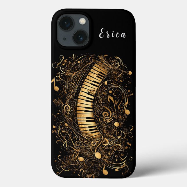 Golden Artistic Piano and Musical Notes Case-Mate iPhone Case (Back)
