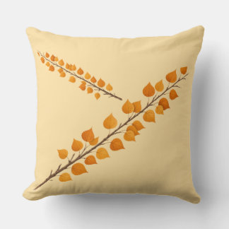 Golden Aspen Branch Autumn Throw Pillow