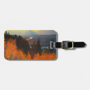 Golden Aspens Above Snake River At Sunset Luggage Tag