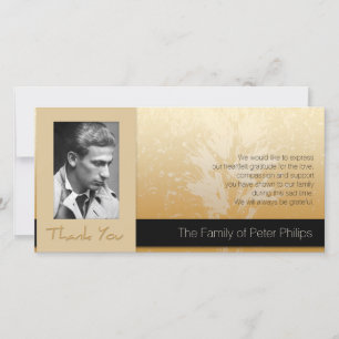 Golden Asphodel Frame Photo Sympathy Thank You 2 Card