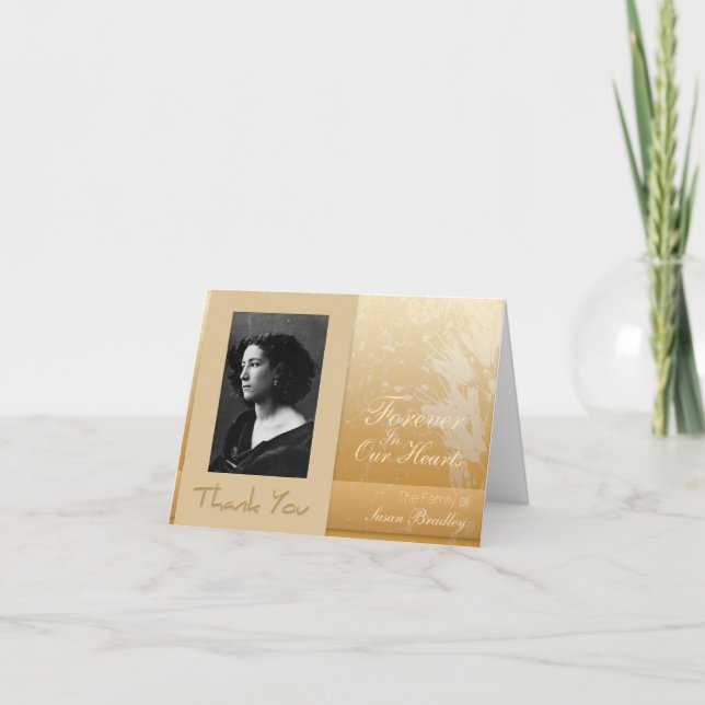 Golden Asphodel Frame Photo Sympathy Thank You c Card (Front)