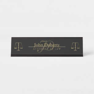 Golden ATTORNEY AT LAW Initials Desk Name Plate