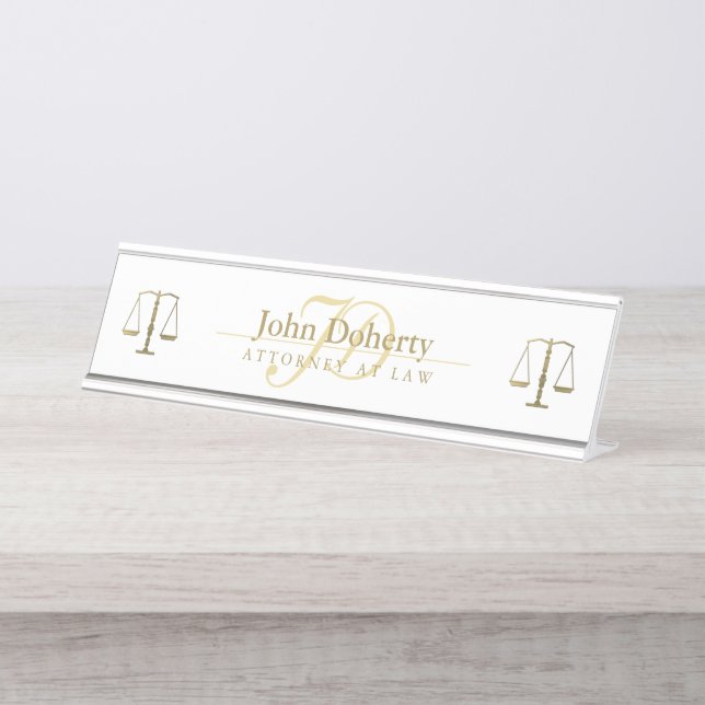 Golden ATTORNEY AT LAW | Initials Door Sign (Front)
