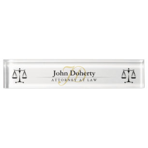 Golden ATTORNEY AT LAW Initials Nameplate