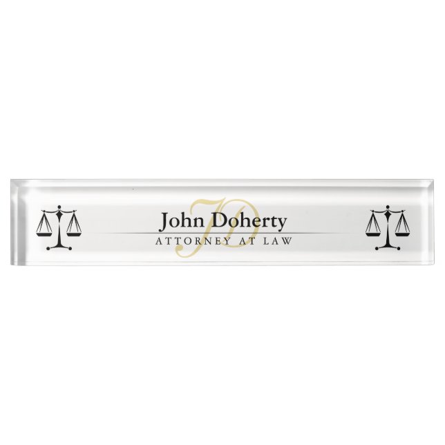 Golden ATTORNEY AT LAW | Initials Nameplate (Front)