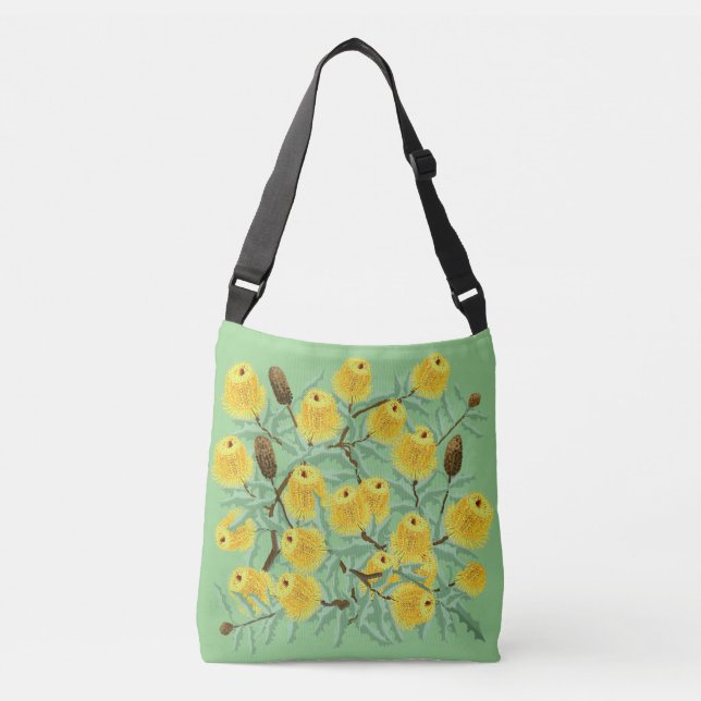 Golden Australian banksia flowers Crossbody Bag (Front)